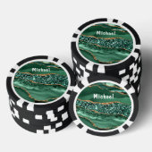 Emerald Green Gold Poker Chips met aangepaste naam (Opstapeling)
