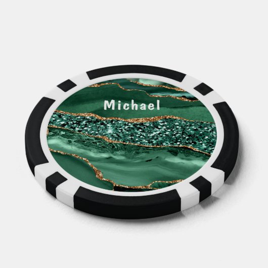 Emerald Green Gold Poker Chips met aangepaste naam (Enkel)