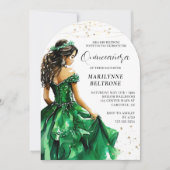 Emerald Green Gold Princess Quinceañera Kaart (Voorkant)
