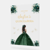 Emerald Green Gold Princess Quinceañera Welkom Acryl Bord (Hoek)