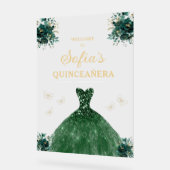 Emerald Green Gold Princess Quinceañera Welkom Acryl Bord (Hoek)