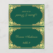 Emerald Green Gold Printed Name Wedding Place Card (Voorkant)