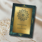 Emerald Green Gold QR Code RSVP Weddenschap Websit Informatiekaartje