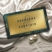 Emerald Green Gold QR Code RSVP Weddenschap Websit Informatiekaartje