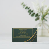 Emerald Green & Gold QR Code Visitekaartje (Staand voorkant)