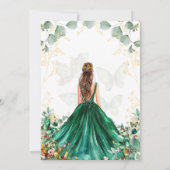 Emerald Green Gold Quinceanera Bewaar de datum Aankondiging (Achterkant)