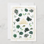 Emerald Green Gold Quinceañera Kaart (Achterkant)