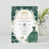 Emerald Green Gold Quinceañera Mis Quince 15 Anos Kaart (Staand voorkant)