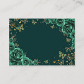 Emerald Green Gold Quinceanera Reception Details Informatiekaartje (Achterkant)