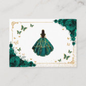 Emerald Green Gold Quinceanera Reception Details Informatiekaartje (Achterkant)