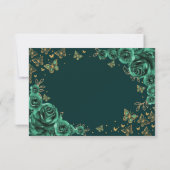 Emerald Green Gold Quinceanera Reply RSVP Kaartje (Achterkant)
