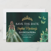 Emerald Green Gold Quinceanera Save The Date (Voorkant)