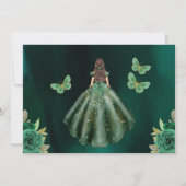 Emerald Green Gold Quinceanera Save The Date (Achterkant)
