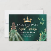 Emerald Green Gold Quinceanera Save The Date (Voorkant)