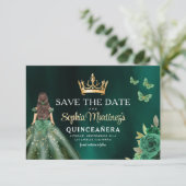 Emerald Green Gold Quinceanera Save The Date (Staand voorkant)