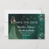 Emerald Green Gold Quinceanera Save The Date (Voorkant)