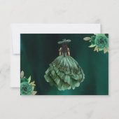 Emerald Green Gold Quinceanera Save The Date (Achterkant)