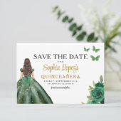 Emerald Green Gold Quinceanera Save The Date (Staand voorkant)