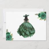 Emerald Green Gold Quinceanera Save The Date (Achterkant)
