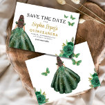 Emerald Green Gold Quinceanera Save The Date<br><div class="desc">Kondig uw speciale dag aan met een betoverende Emerald Green Princess Quinceañera Save the Date-uitnodiging. Met een vorstelijk smaragdgroen kleurenpalet en elegante details zet deze uitnodiging de toon voor een koninklijk feest. Versierd met delicate accenten geschikt voor een prinses, het perfect vangt de magie van uw aanstaande quinceañera. Dit tijdloze...</div>