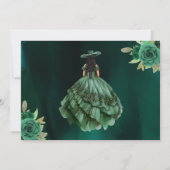 Emerald Green Gold Quinceanera Save The Date (Achterkant)