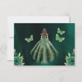 Emerald Green Gold Quinceanera Save The Date (Achterkant)