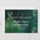Emerald Green Gold Quinceanera Save The Date (Voorkant)