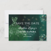 Emerald Green Gold Quinceanera Save The Date (Voorkant)