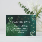 Emerald Green Gold Quinceanera Save The Date (Staand voorkant)