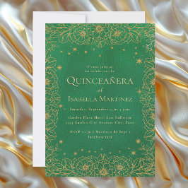 Emerald Green Gold Quinceañera Sweet 15 Kaart
