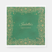 Emerald Green Gold Quinceañera Sweet 15 Luncheon Servet (Voorkant)