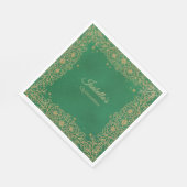 Emerald Green Gold Quinceañera Sweet 15 Luncheon Servet (Hoek)