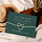 Emerald Green Gold Rope Heart Bewaar de datum Save The Date