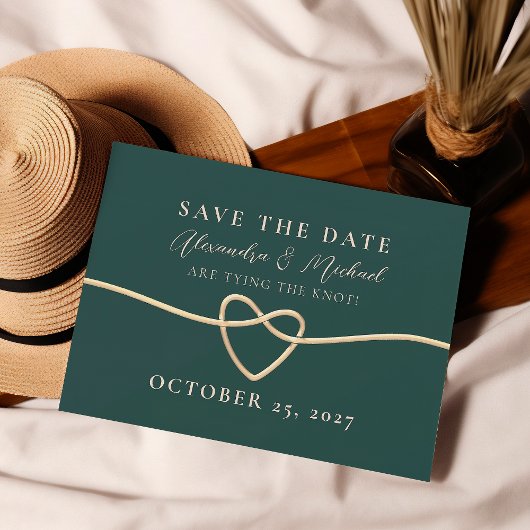 Emerald Green Gold Rope Heart Bewaar de datum Save The Date