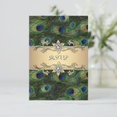 Emerald Green Gold Royal Indian Peacock RSVP (Staand voorkant)