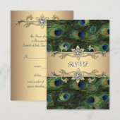 Emerald Green Gold Royal Indian Peacock RSVP (Voorkant / Achterkant)