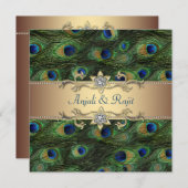 Emerald Green Gold Royal Indian Peacock Wedding Kaart (Voorkant / Achterkant)
