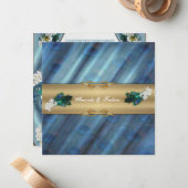 Emerald Green Gold Royal Indian Peacock Wedding Notitiekaartje (Voorkant / Achterkant in situ)