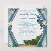 Emerald Green Gold Royal Indian Peacock Wedding Notitiekaartje (Achterkant)