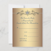 Emerald Green Gold Royal Indian Peacock Wedding RSVP Kaartje (Achterkant)