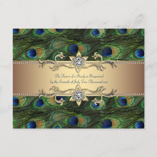 Emerald Green Gold Royal Indian Peacock Wedding Uitnodiging Briefkaart (Voorkant)