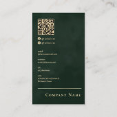 Emerald Green & Gold Scannable QR Code Monogram Visitekaartje (Achterkant)