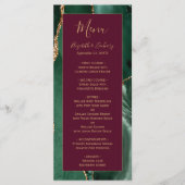 Emerald Green Gold Script Burgundy Wedding Menu (Voorkant)
