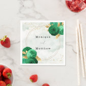 Emerald Green Gold Shine Geometric Glitter Wedding Servet (Insitu)