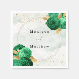 Emerald Green Gold Shine Geometric Glitter Wedding Servet