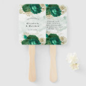 Emerald Green Gold Shine Glitter Weddenschap Harte Handwaaier (Voorkant en achterkant)