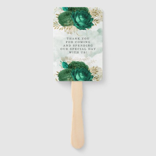 Emerald Green Gold Shine Glitter Weddenschap Harte Handwaaier (Achterkant)