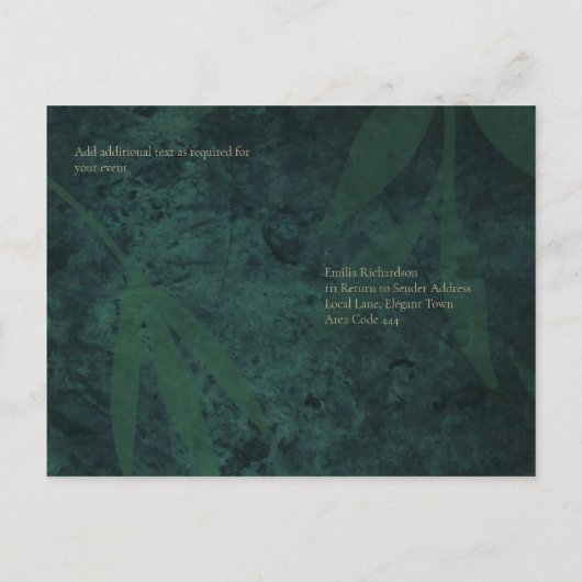 Emerald Green Gold Text Gypsophila Wedding RSVP Briefkaart (Achterkant)