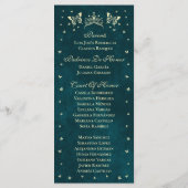 Emerald Green Gold Tiara Butterflies Quinceañera Programmakaart (Achterkant)
