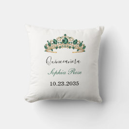 Emerald Green Gold Tiara Quinceañera Pillow Kussen